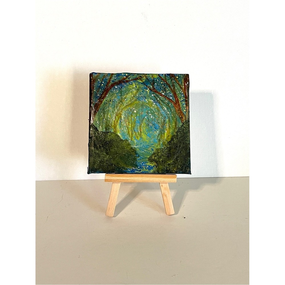MAGIC FOREST Oil Painted Forest Tunnel Canvas on Easel Art boho nature trees